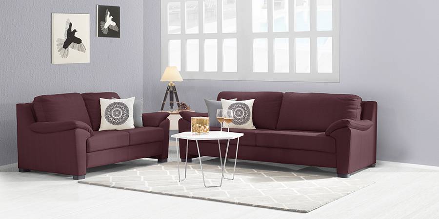 Farina Half Leather Sofa (Wine Italian Leather)
